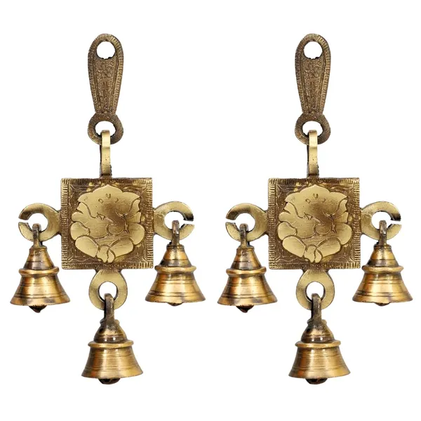 Leaf_Ganesh_Ji_Design_Bell_Pair_6_Inches_And_400G_Antique_Brass_Hanging_Bells_For_Pooja_Gift_Home_Decor_With_3_Ghanti_Handmade_Puja_Article_For_Diwali_Festival_Vastu_Pack_Of_11