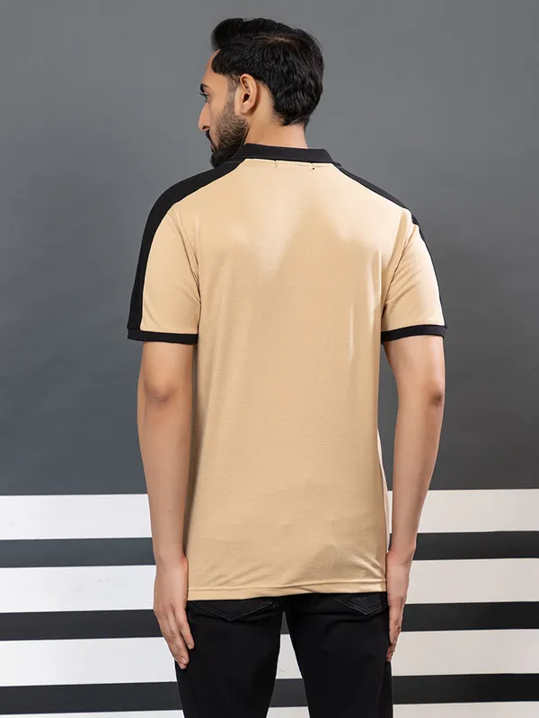 Men_Camel_Colour_Polo_TShirt_with_Black_Contrast_Collar_and_Sleeves