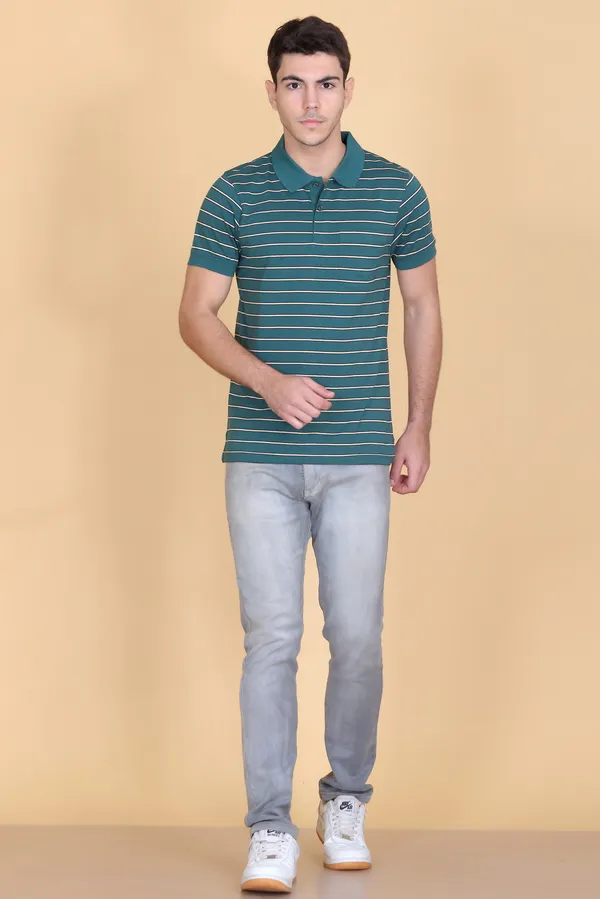 Men_Green_Striped_Polo_TShirt