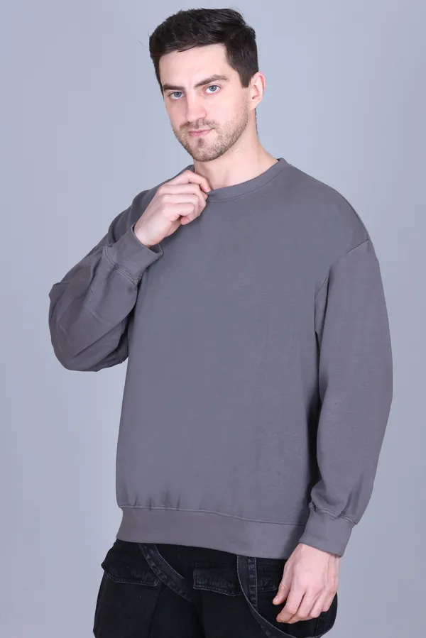 Men_Solid_Grey_Sweatshirt__Comfortable_Casual_Pullover