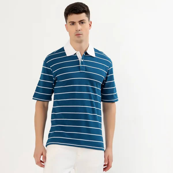 Men_Teal_and_White_Horizontal_Striped_Polo_TShirt_with_White_Collar