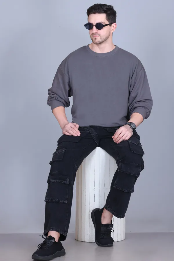 Men_Solid_Grey_Sweatshirt__Comfortable_Casual_Pullover
