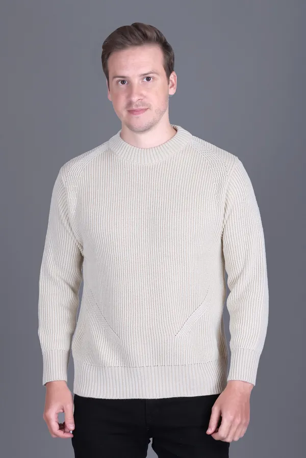 Men_Cream_Ribbed_Knit_Crew_Neck_Sweater