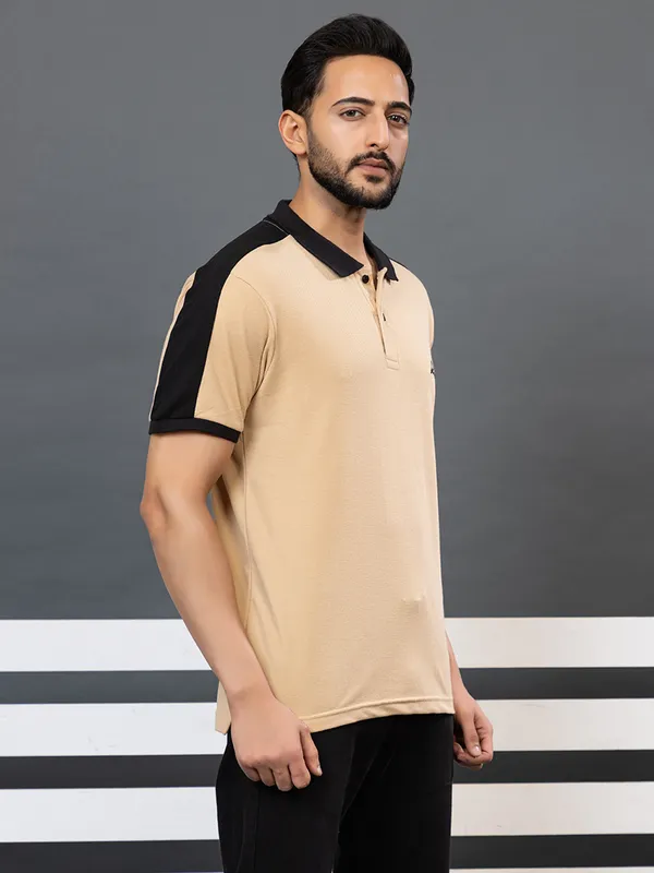 Men_Camel_Colour_Polo_TShirt_with_Black_Contrast_Collar_and_Sleeves
