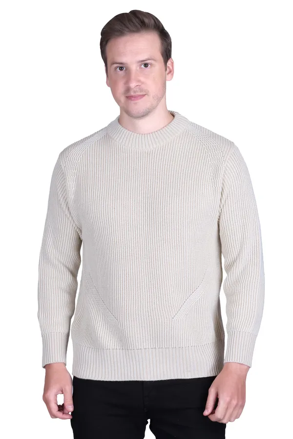 Men_Cream_Ribbed_Knit_Crew_Neck_Sweater