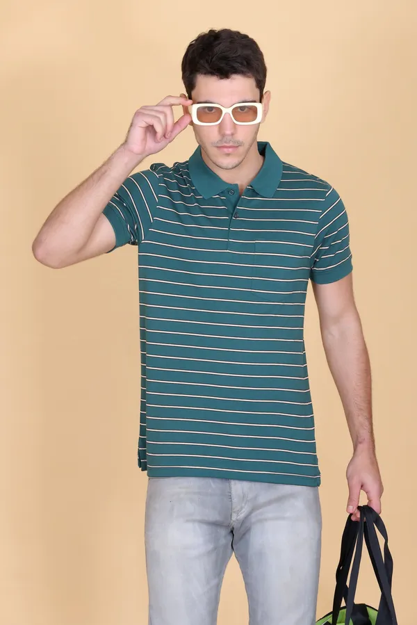Men_Green_Striped_Polo_TShirt