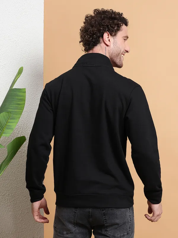 Men_Black_QuarterZip_Pullover_Sweatshirt_with_Kangaroo_Pocket