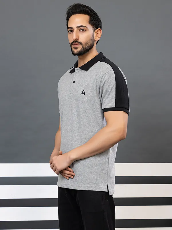 Men_Grey_Polo_TShirt_with_Black_Contrast