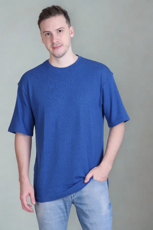 Men_Casual_Oversized_Textured_Fabric_Blue_TShirt
