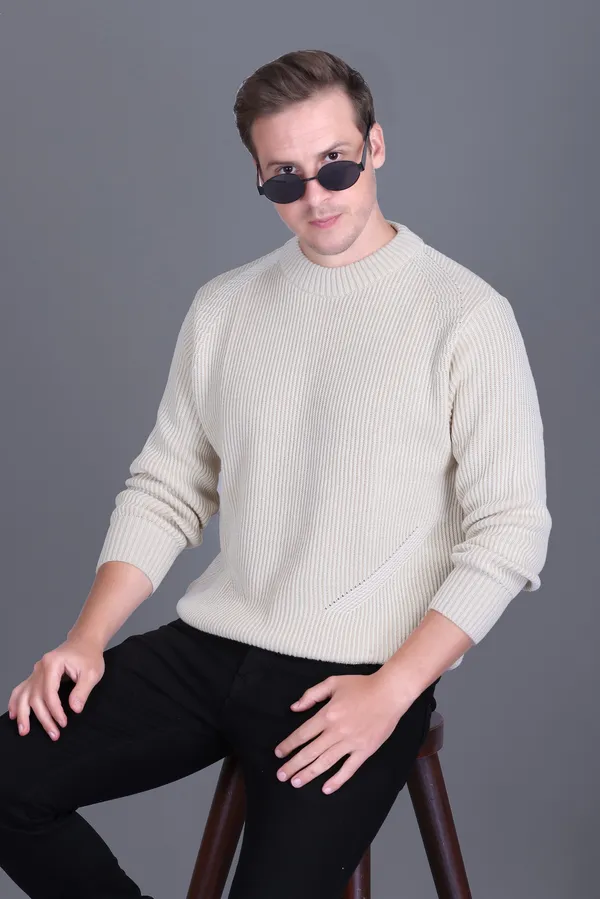 Men_Cream_Ribbed_Knit_Crew_Neck_Sweater