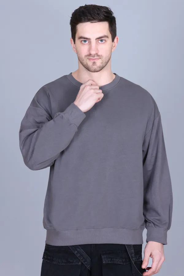 Men_Solid_Grey_Sweatshirt__Comfortable_Casual_Pullover