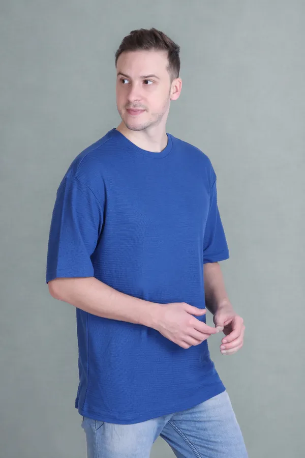 Men_Casual_Oversized_Textured_Fabric_Blue_TShirt
