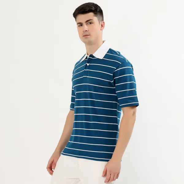 Men_Teal_and_White_Horizontal_Striped_Polo_TShirt_with_White_Collar
