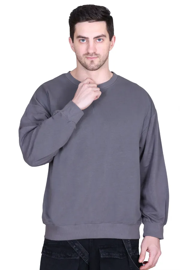Men_Solid_Grey_Sweatshirt__Comfortable_Casual_Pullover