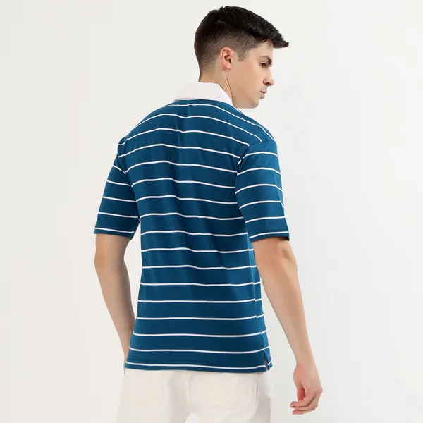 Men_Teal_and_White_Horizontal_Striped_Polo_TShirt_with_White_Collar