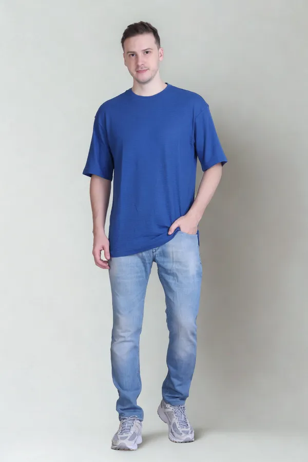 Men_Casual_Oversized_Textured_Fabric_Blue_TShirt