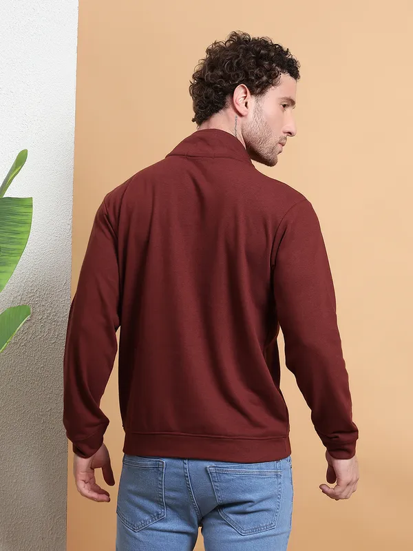 Brown_HalfZip_Pullover_Sweatshirt_for_Men