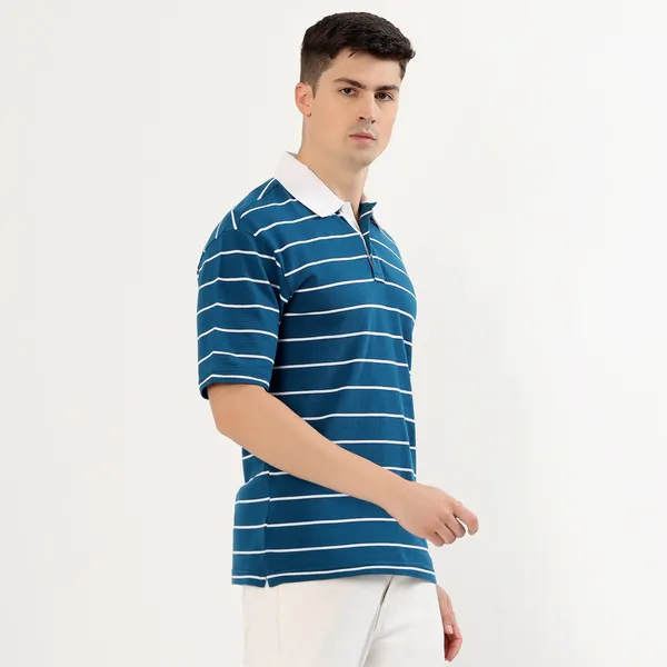 Men_Teal_and_White_Horizontal_Striped_Polo_TShirt_with_White_Collar