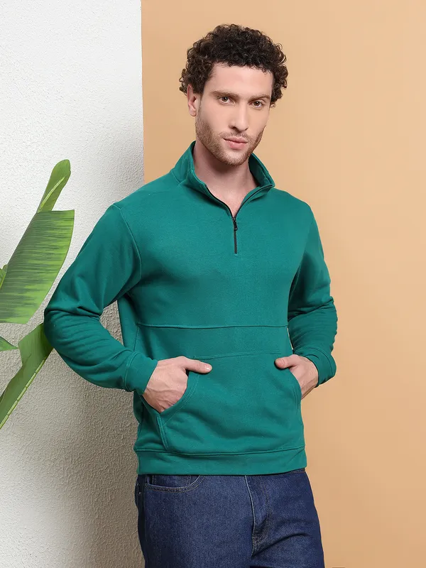Men_Teal_Green_HalfZip_Pullover_Sweatshirt
