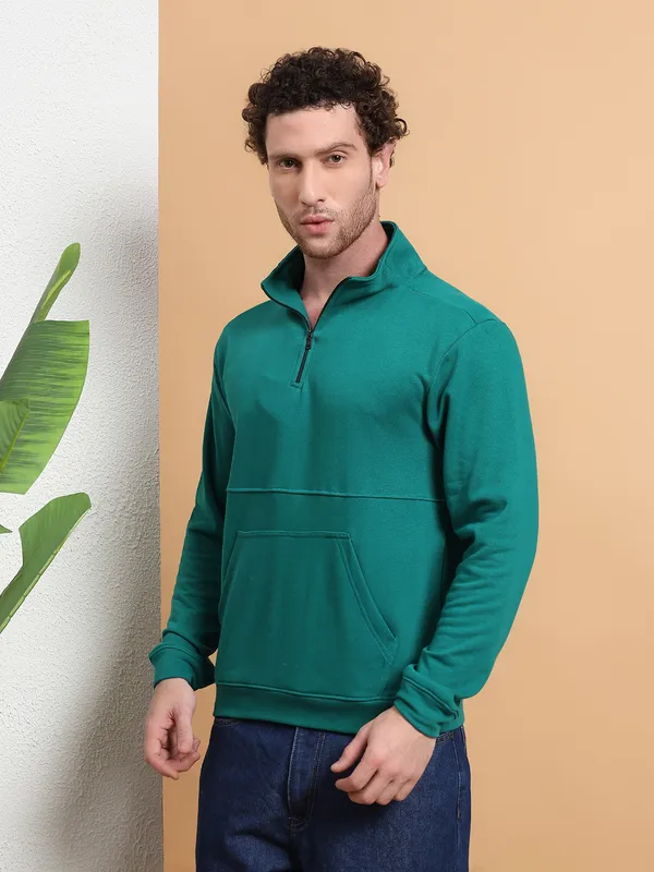 Men_Teal_Green_HalfZip_Pullover_Sweatshirt