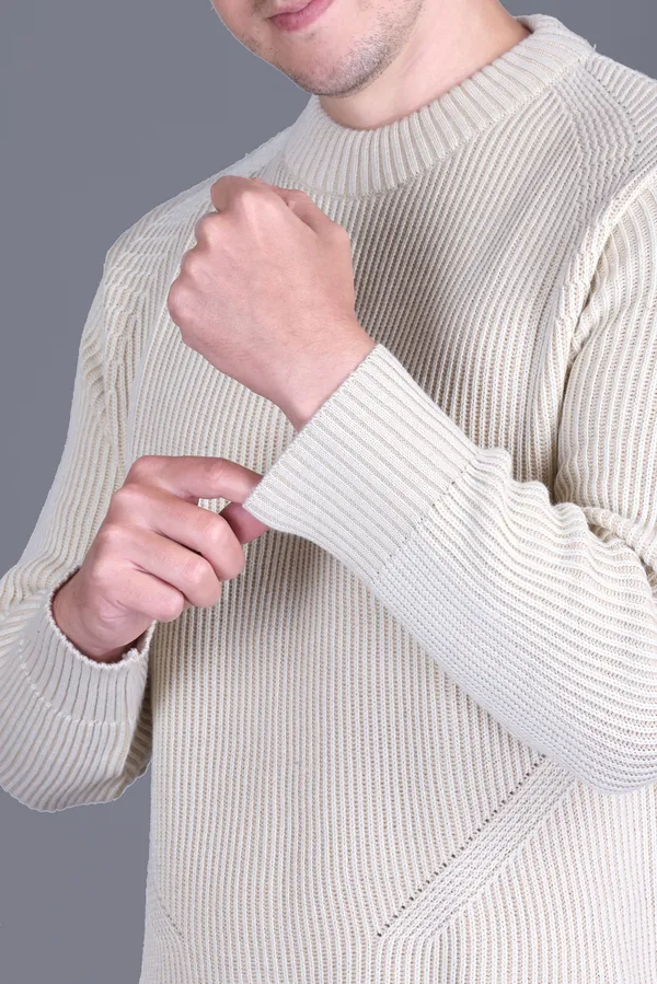 Men_Cream_Ribbed_Knit_Crew_Neck_Sweater