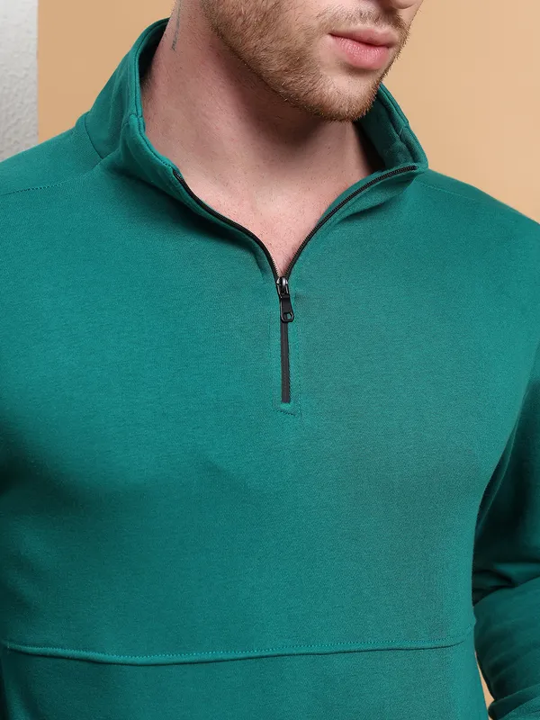 Men_Teal_Green_HalfZip_Pullover_Sweatshirt