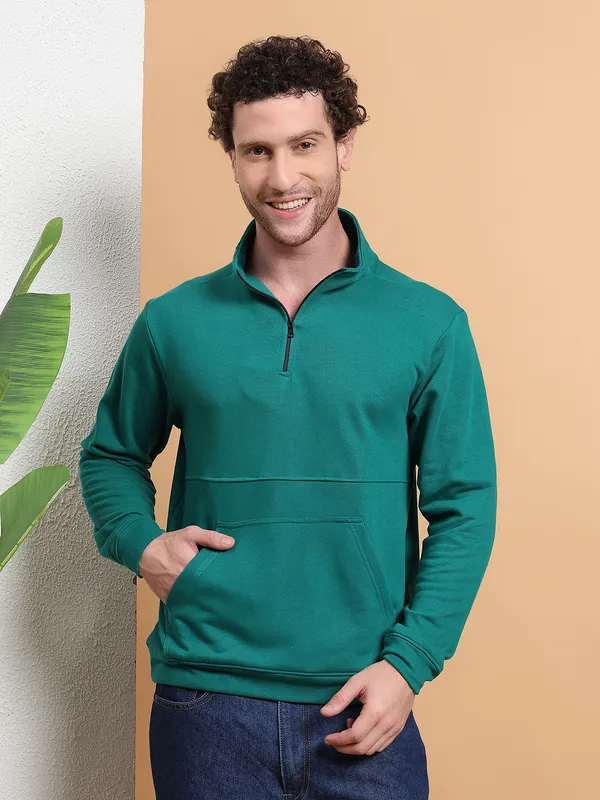 Men_Teal_Green_HalfZip_Pullover_Sweatshirt