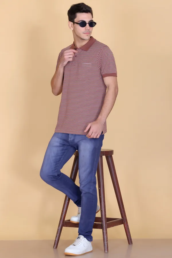 Men_Brown_Striped_Polo_TShirt_with_Collar