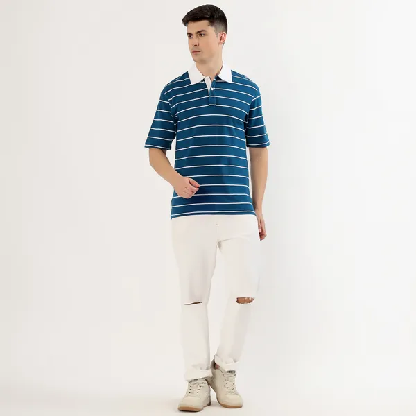 Men_Teal_and_White_Horizontal_Striped_Polo_TShirt_with_White_Collar