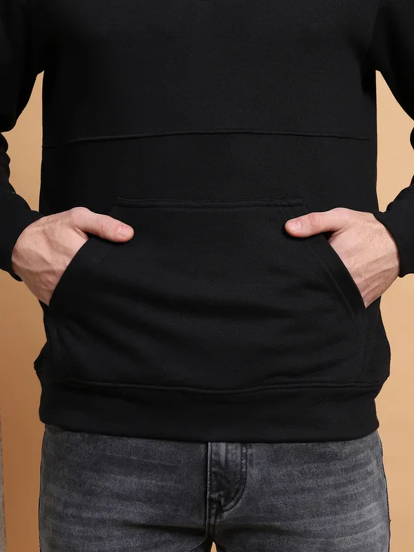 Men_Black_QuarterZip_Pullover_Sweatshirt_with_Kangaroo_Pocket