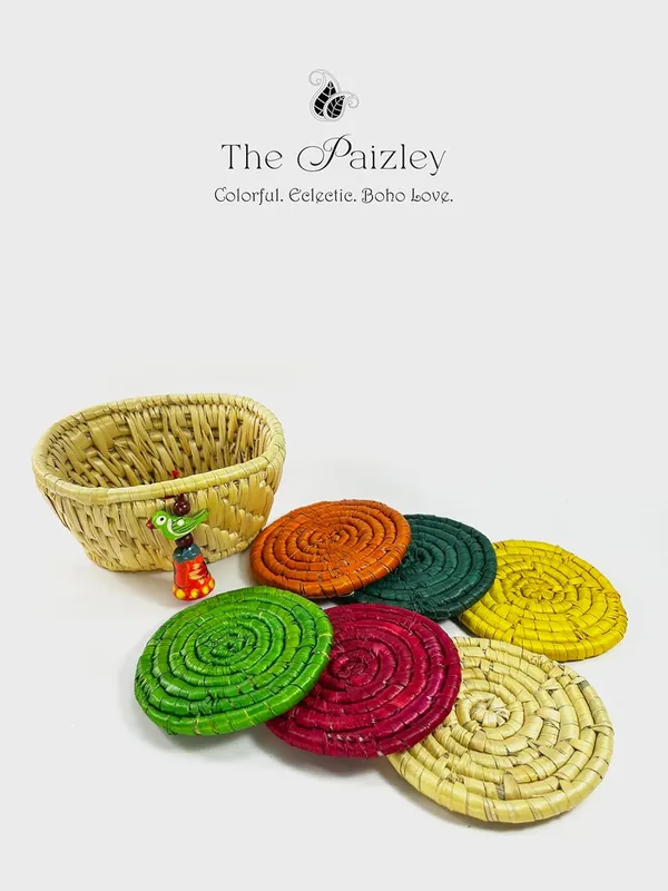 Handwoven_Moonj_Grass_Coaster_Set_With_Holder_Natural_Basket_Multicolour_Coasters_Boho_Design_13_Cm