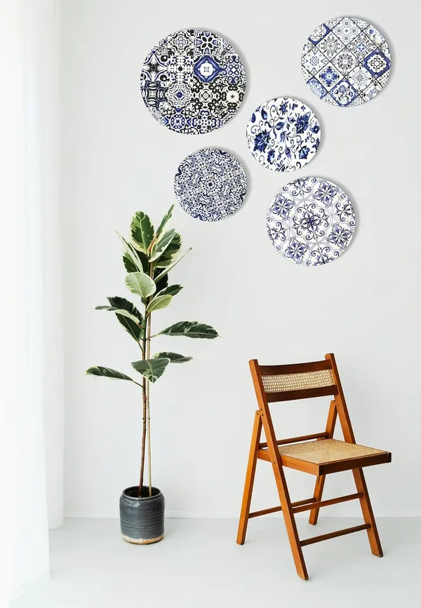 The_Paizley_Indigo_Mosaic_Metal_Wall_Plate_Collection_Set_Of_5_Blue_White_Designer_Wall_Decor_For_Living_Room_Bedroom_Decorative_Wall_Art_Plates_Home_Decor_Housewarming_Gift