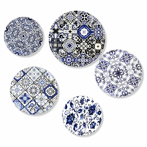 The_Paizley_Indigo_Mosaic_Metal_Wall_Plate_Collection_Set_Of_5_Blue_White_Designer_Wall_Decor_For_Living_Room_Bedroom_Decorative_Wall_Art_Plates_Home_Decor_Housewarming_Gift