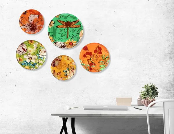 The_Paizley_Floral_Art_Wall_Plates_For_Living_Room_Metal_Wall_Decor_Set_Of_5_For_Home_Bedroom_Decorative_Wall_Art_Showpiece_Ideal_Housewarming_Gift_For_Family_And_Friends