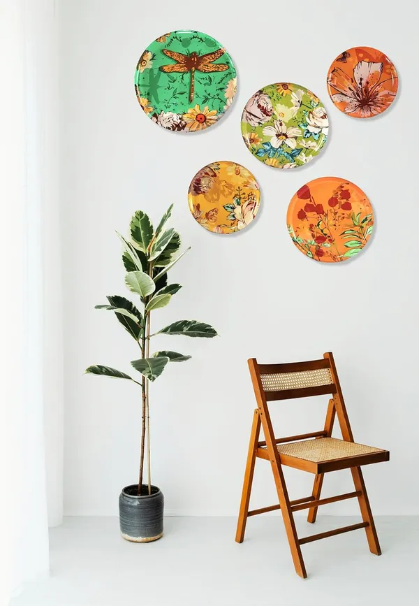 The_Paizley_Floral_Art_Wall_Plates_For_Living_Room_Metal_Wall_Decor_Set_Of_5_For_Home_Bedroom_Decorative_Wall_Art_Showpiece_Ideal_Housewarming_Gift_For_Family_And_Friends