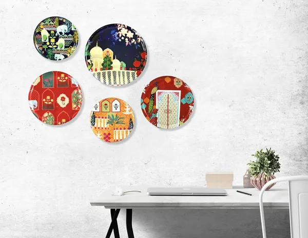 The_Paizley_Royal_Garden_Wall_Plate_Collection_Metal_Wall_Decor_Set_Of_5_For_Living_Room_Bedroom_Decorative_Palace_Inspired_Wall_Art_Ideal_Housewarming_Festive_Gift