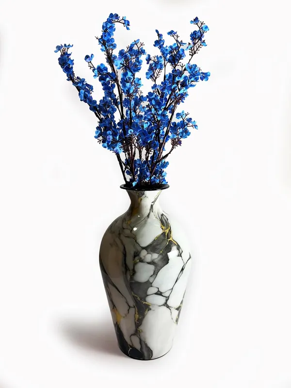 Handcrafted_Iron_Decorative_Vase_12_Inch_Black_White_Marble_Finish_With_Gold_Accents_Modern_Flower_Vase_For_Living_Room_Table_Shelf_Decor