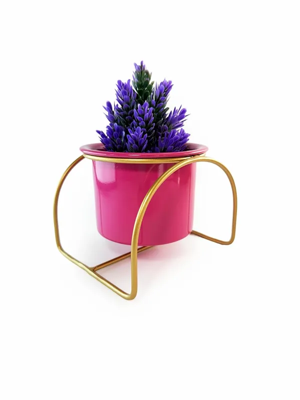Boho_Chic_Pink_Metal_Planter_With_Stand_Decorative_Indoor_Plant_Pot_For_Living_Room_Bedroom_Balcony_Iron_Base_With_Premium_Finish