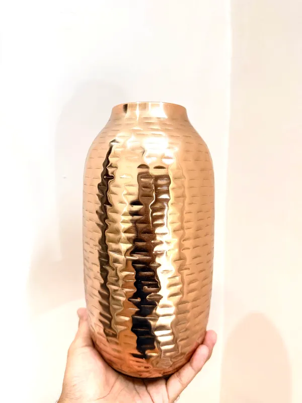 Modern_Metal_Decorative_Vase,_Hammered_Copper_Finish,_9.5_Inch_Height