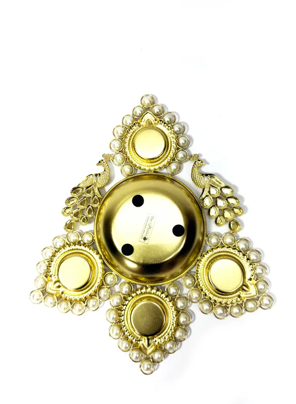 Peacock_Tealight_Candle_Holder_&_Urli_with_Pearl,_Gold,_Diwali_&_Home_Décor