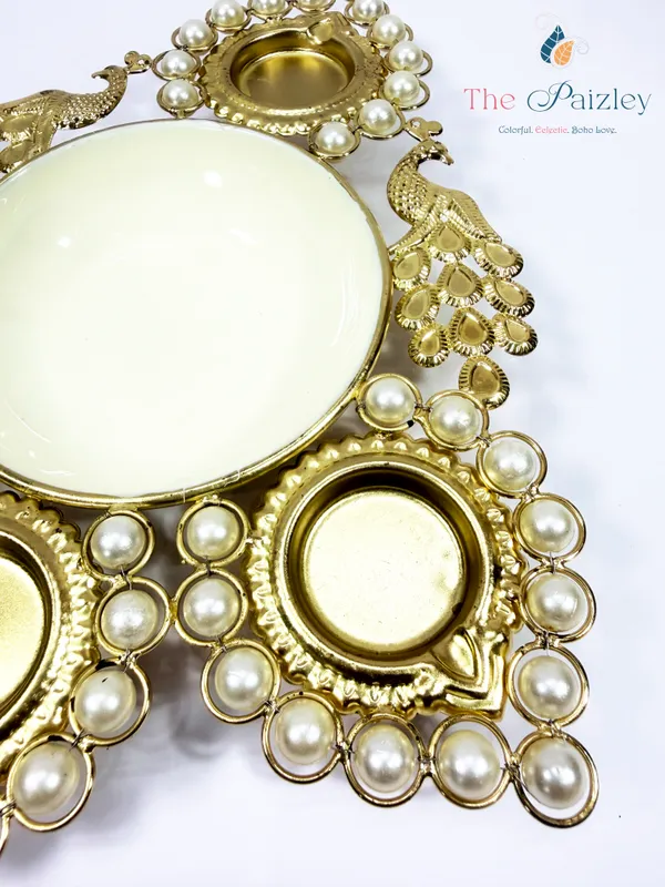 Peacock_Tealight_Candle_Holder_&_Urli_with_Pearl,_Gold,_Diwali_&_Home_Décor