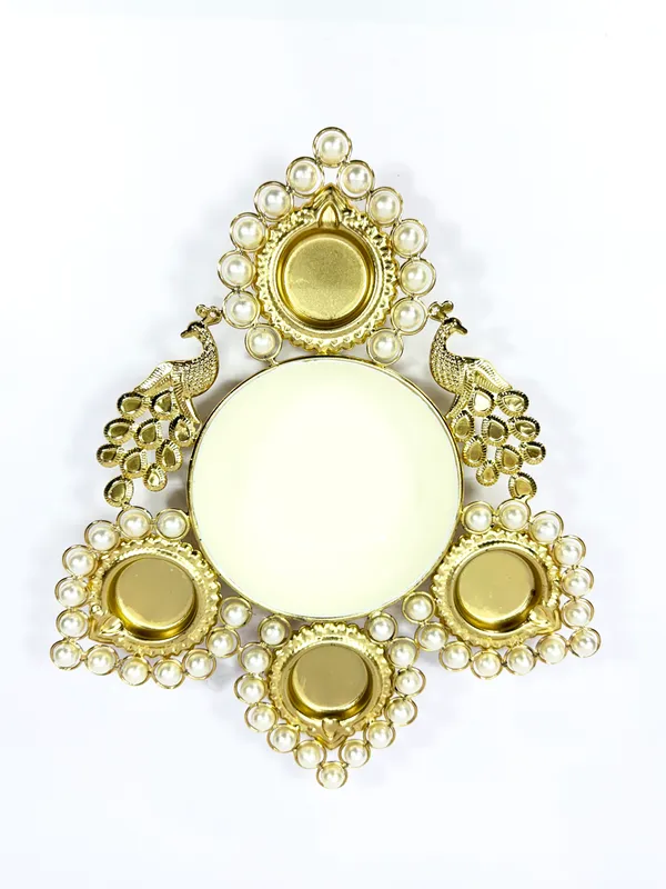 Peacock_Tealight_Candle_Holder_&_Urli_with_Pearl,_Gold,_Diwali_&_Home_Décor