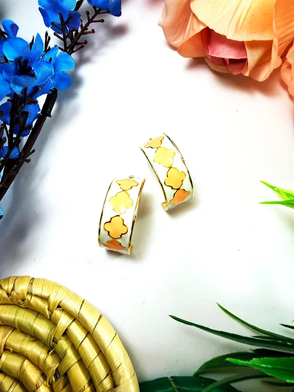 The_Paizley_Enameled_Fashion_Half_Hoops_White_And_Peach
