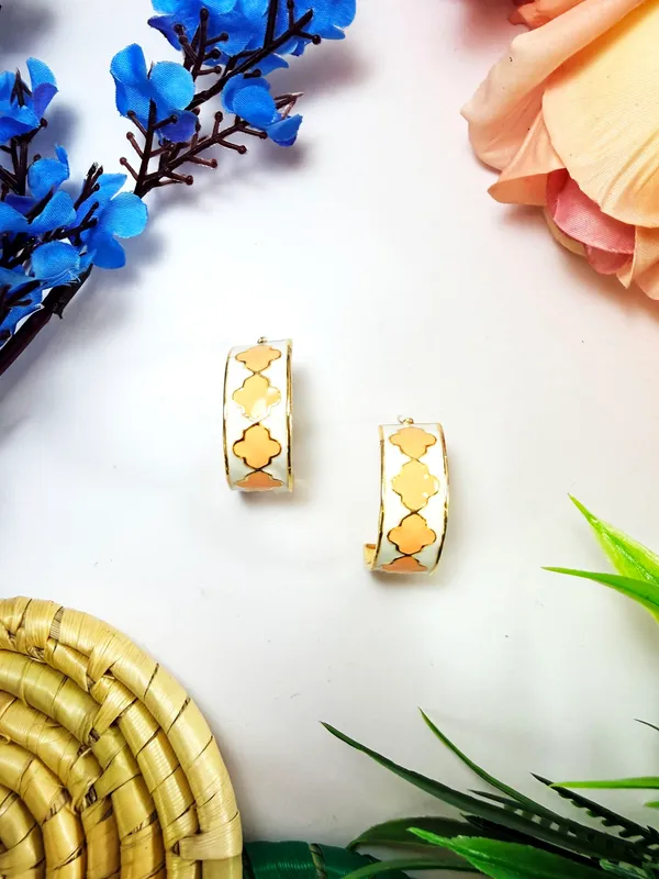 The_Paizley_Enameled_Fashion_Half_Hoops_White_And_Peach