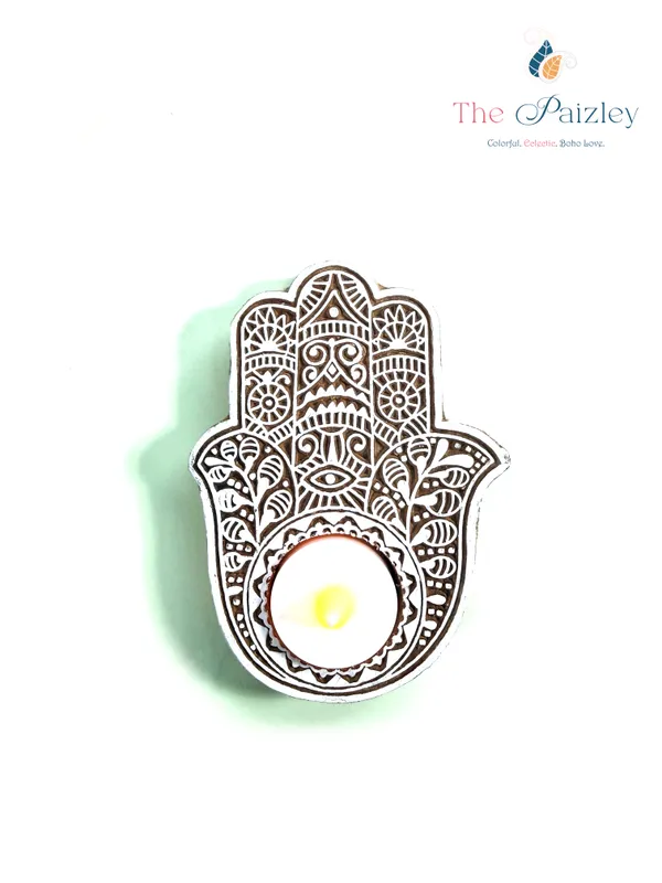 The_Paizley_Hamsa_Hand_Wooden_Tea_Light_Holder_Small_|_Handcrafted_Indian_Inspired_Home_Decor_|_Decorative_Candle_Holder_for_Diwali,_Festive_Decor_&_Gifting