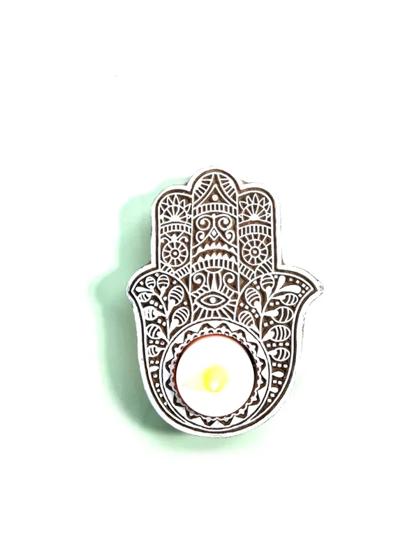 The_Paizley_Hamsa_Hand_Wooden_Tea_Light_Holder_Small_|_Handcrafted_Indian_Inspired_Home_Decor_|_Decorative_Candle_Holder_for_Diwali,_Festive_Decor_&_Gifting
