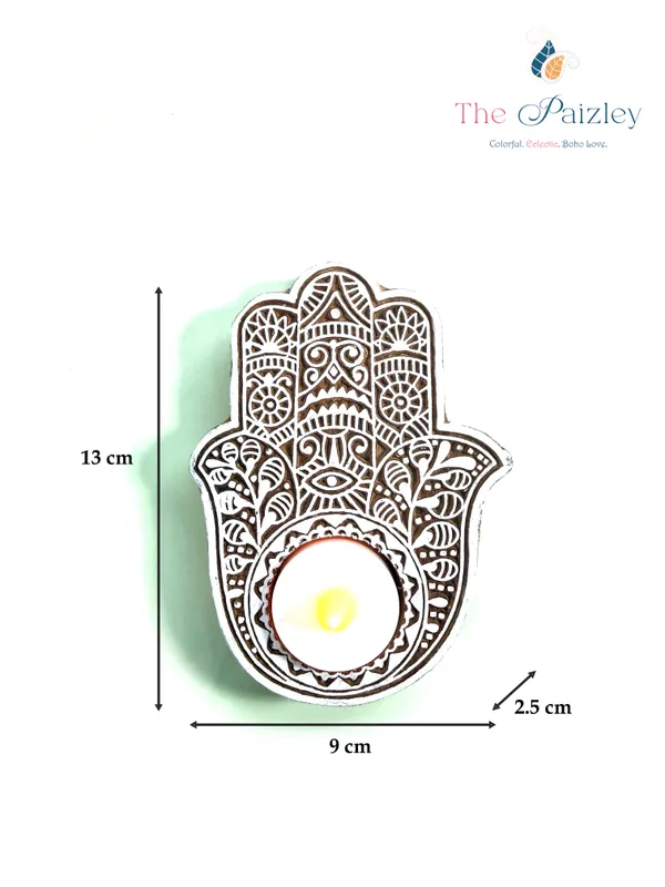 The_Paizley_Hamsa_Hand_Wooden_Tea_Light_Holder_Small_|_Handcrafted_Indian_Inspired_Home_Decor_|_Decorative_Candle_Holder_for_Diwali,_Festive_Decor_&_Gifting