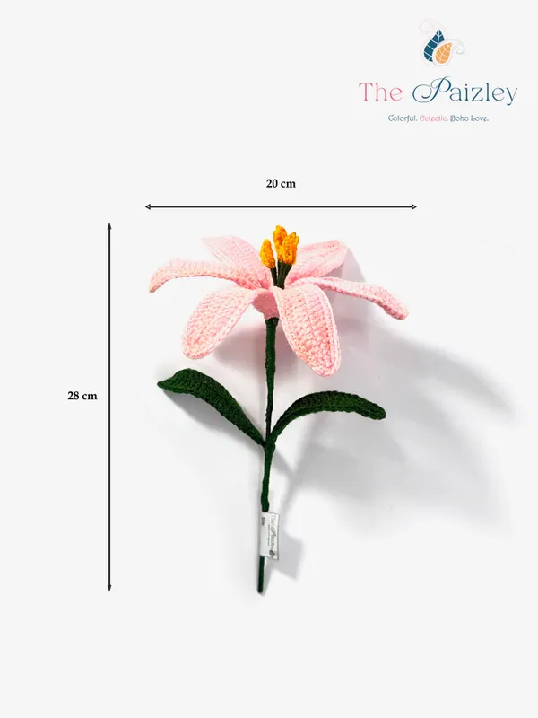 The_Paizley_Handmade_Crochet_Pink_Lily_Flower_for_Home_Decor_and_Gifting_|__Hand_Crochet_Lily_with_stem_&_leaves_|_Reusable_Decorative_Flower_for_Living_Room,_Bedroom,_Desk,_Gifting_&_Special_Occasions