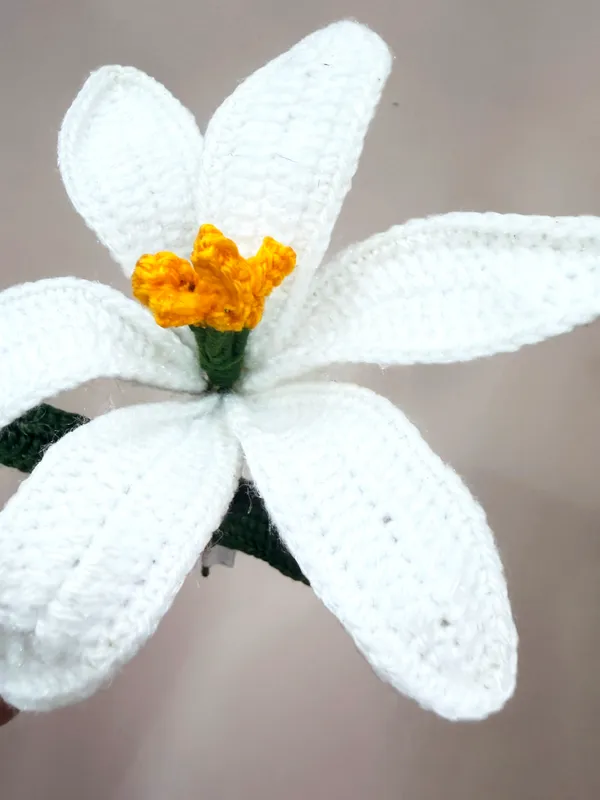 The_Paizley_Handmade_Crochet_White_Lily_Flower_for_Home_Decor_|_Hand_Crochet_Lily_with_stem_&_leaves_|_Reusable_Decorative_Flower_for_Living_Room,_Bedroom,_Desk,_Gifting_&_Special_Occasions