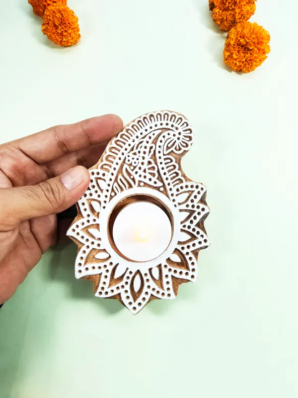 Wood_Paisley_Design_Tealight_Candle_Holder_for_Home_Decor,_Diwali,_Gift
